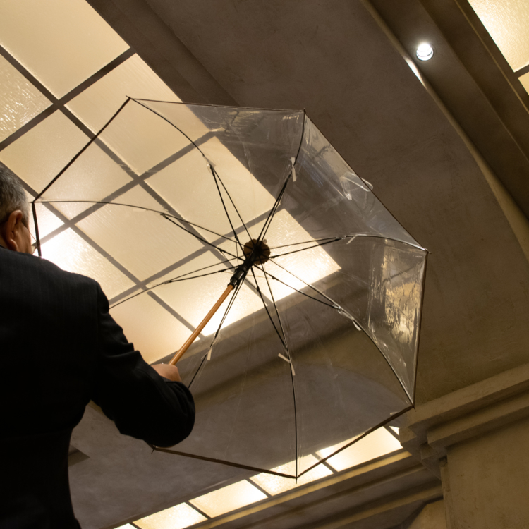 Un parapluie en vinyle parfait pour les gentlemen, qui conviendrait même à James Bond